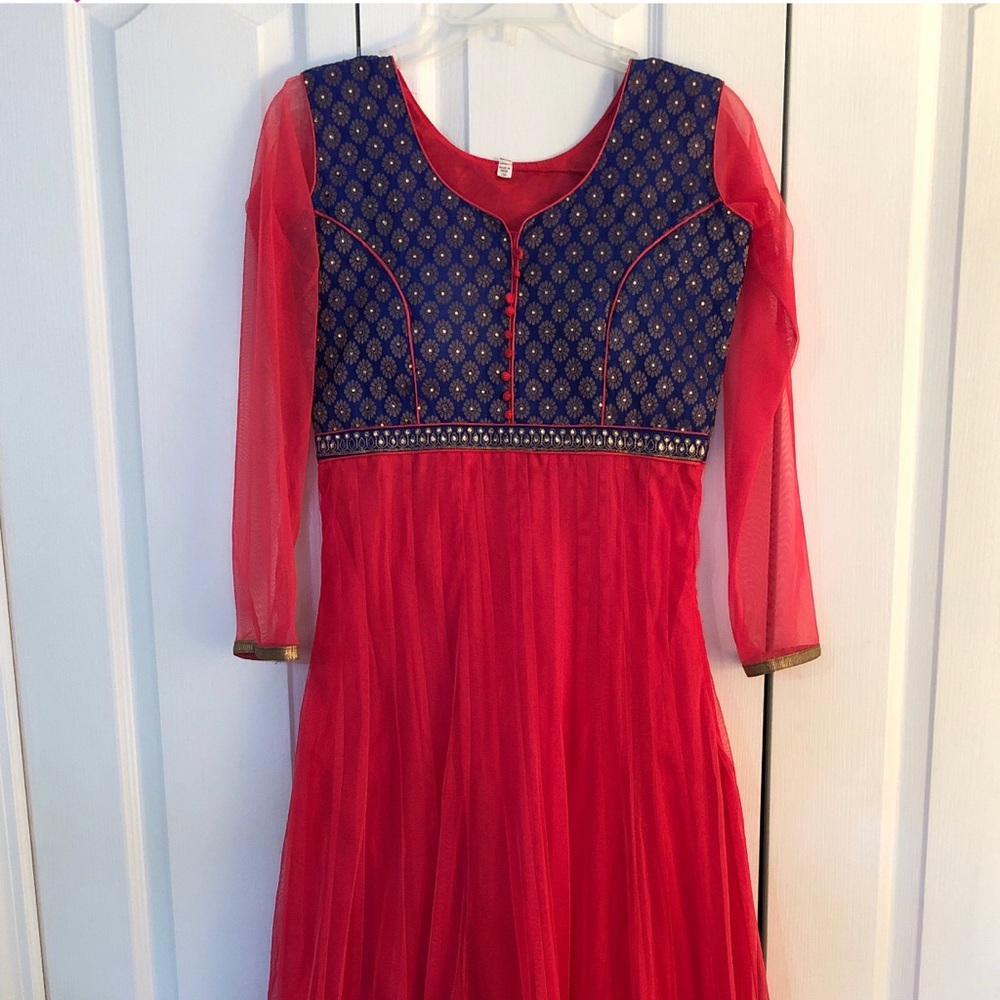 Red and Blue Anarkali